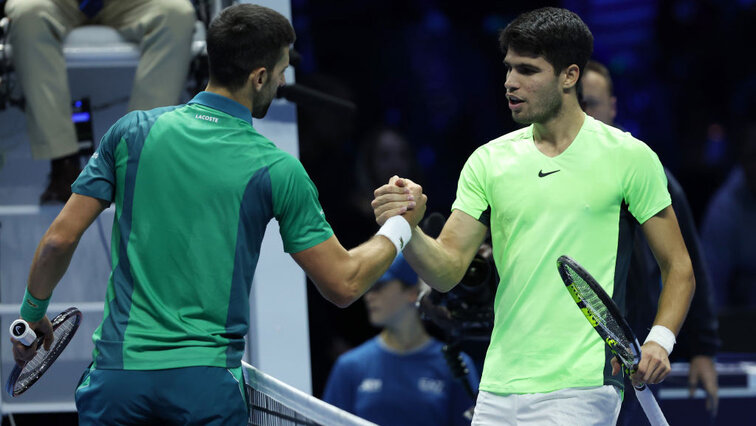 Novak Djokovic and Carlos Alcaraz at the ATP Finals in Turin 2023