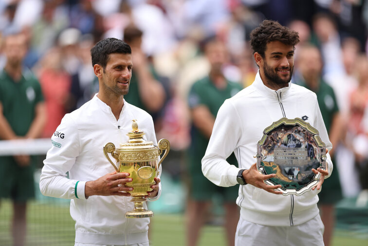 Novak Djokovic und Matteo Berrettini haben in Wimbledon im Vorjahr das Endspiel erreicht 